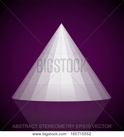 Abstract stereometry: low poly White Cone. 3D polygonal object, EPS 10, vector illustration.