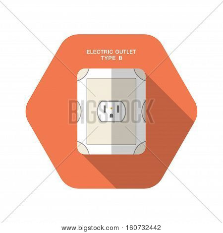 Vector isolated icon of electric twin rosette type B on the red hexagon background with shadow for use in USA and Canada.