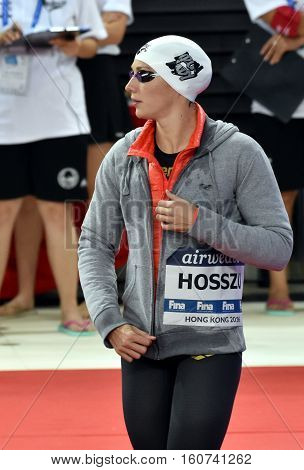 Hong Kong China - Oct 29 2016. Katinka HOSSZU (HUN) at the start of the Women's Freestyle 800m Final. FINA Swimming World Cup Victoria Park Swimming Pool.