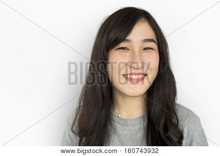 Woman Cheerful Studio Portrait Concept