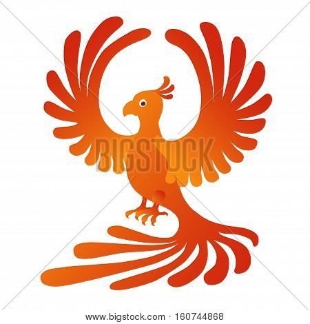 Vector illustration of the Phoenix on the white background. Fire-bird.