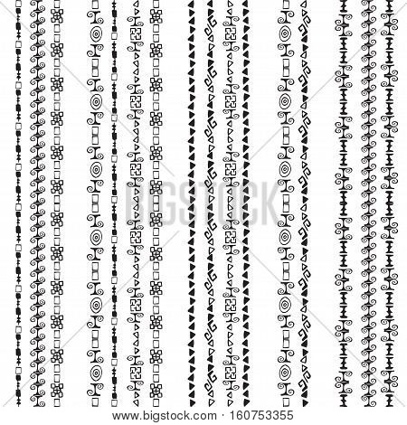 Ethnic seamless pattern design with black strips. Vector illustration. African motive background