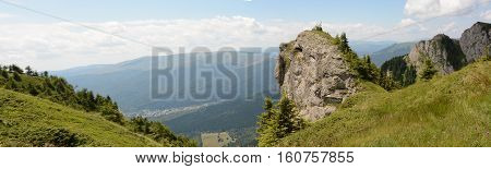 Carpathian mountains in Romania, panorama view landscape