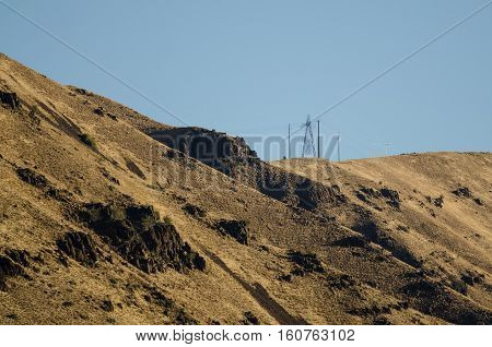 Utility Poles Standing High Above the Heart of Hells Canyon