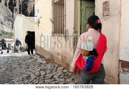 Iruya Argentina - 25 January 2011: indian people on the streets of iruya on the Argentina andes