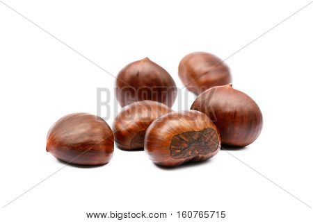 Fresh hot Chestnuts isolated on white background