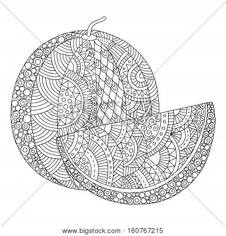 Freehand sketch for adult anti stress coloring book page with doodle and zentangle elements