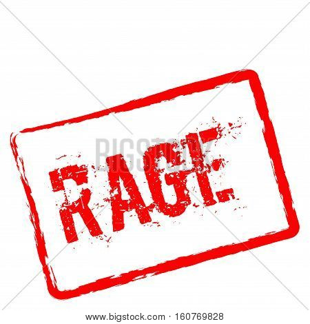Rage Red Rubber Stamp Isolated On White Background. Grunge Rectangular Seal With Text, Ink Texture A