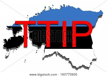 Ttip - Transatlantic Trade And Investment Partnership On Estonia Map