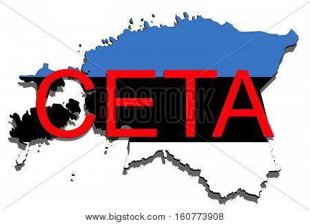Ceta - Comprehensive Economic And Trade Agreement On White Background, Estonia Map