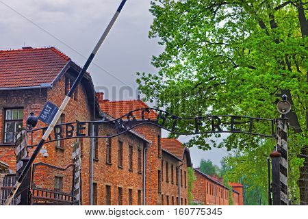 Inscription At Entrance Gate In Auschwitz Concentration Camp