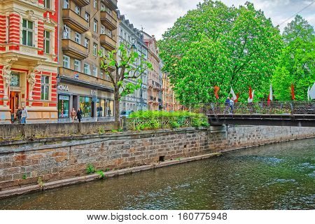 Promenade At The Tepla River In Karlovy Vary
