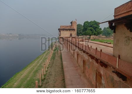 View Of Yamuna River From Itmad-ud-daulah's Tomb In Agra, Uttar Pradesh, India. Also Known As The Je