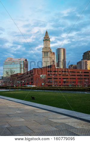 Financial District With Custom House Tower At North End Park