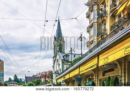 German Church In City Center In Montreux Of Vaud Switzerland