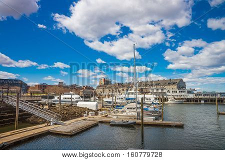 Long Wharf With Customhouse Block And Sailboats Yachts