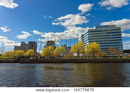 Modern Buildings At North Point Park And Charles River Cambridge