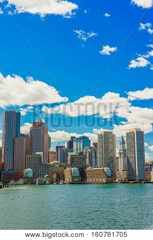 Skyline Of The Financial District Of Boston In The Sunlight