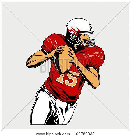 Illustration vector of Americaan football. The player runs away with the ball.