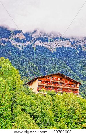 Chalet At Brienz Village And Brienzer Rothorn Mountain Bern Switzerland
