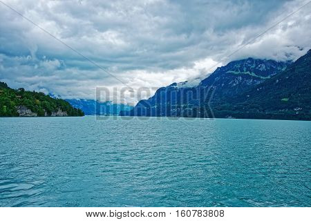 Nature Of Lake Brienz And Brienzer Rothorn Mountain Bern Switzerland