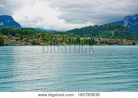 Panorama Of Lake Brienz And Brienzer Rothorn Mountain Bern Swiss