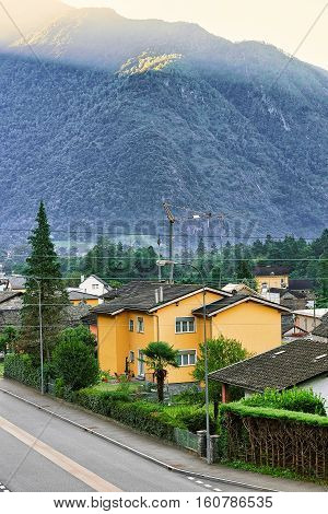 Road In Aurigeno In Ticino Switzerland