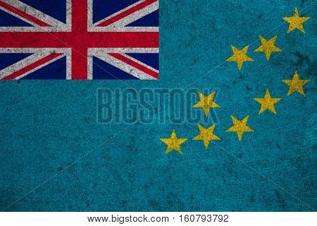 Tuvalu Flag On An Old Grunge Background