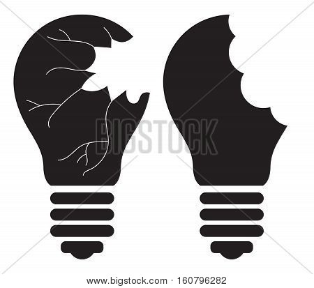Light Bulb - Killing, Smashing, Shattering, Breaking, destroying, Stealing good idea concept. Vector icon