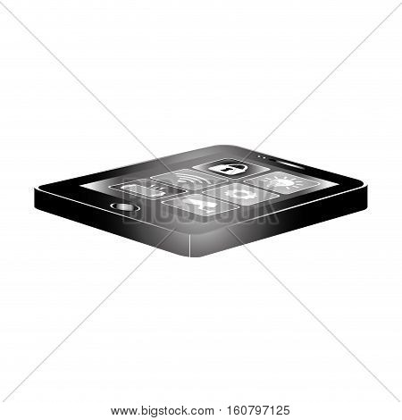 smartphone with smart house control over white background. vector illustration