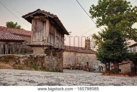 View of the Horreo typical spanish granary