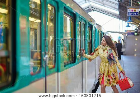 Young Beautiful Parisian Woman In Subway