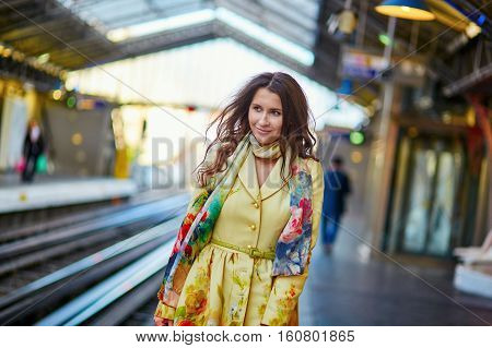 Young Beautiful Parisian Woman In Subway