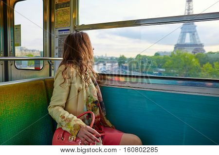 Young Beautiful Parisian Woman In Subway