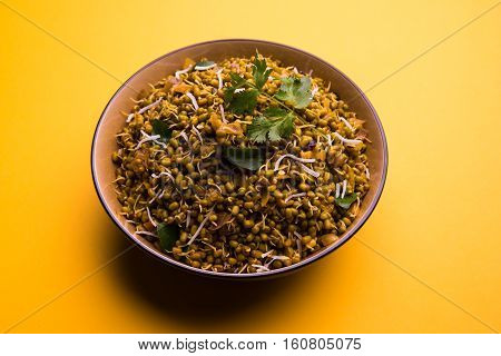 dry and simple moong dal usal or healthy sprouted Green gram spicy usal, fried in oil