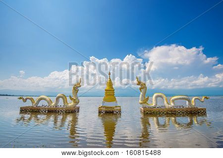 Kwan Phayao (Phayao lake) is popular natural attraction in Phayao. Landmark of Phayao in Thailand.