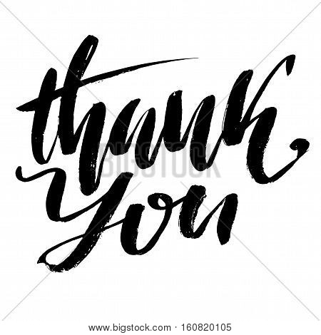 Thank You handwritten inscription. Hand drawn lettering. Thanks card. Vector illustration