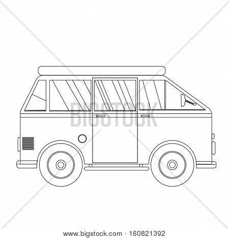 Travel Omnibus Camper Thin Line Bus Outline Icon Isolated On White Vector Eps 10