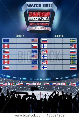 Vector ice hockey arena Board Empty Field Background Championship Toronto.