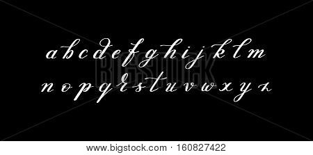 black and white hand lettering alphabet design, handwritten brush script modern calligraphy cursive font vector illustration