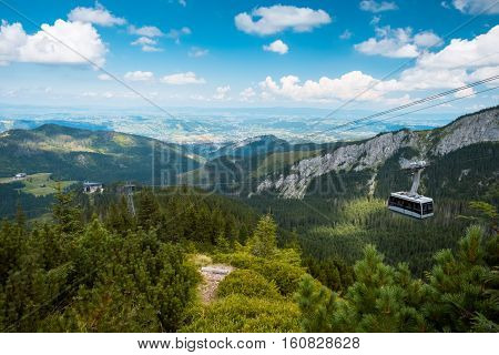 fast mountain cableway in Poland Tatras, Zakopane