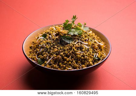 dry and simple moong dal usal or healthy sprouted Green gram spicy usal, fried in oil