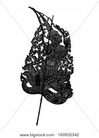 Closed up Thai ancient shadow play - Shadow puppet