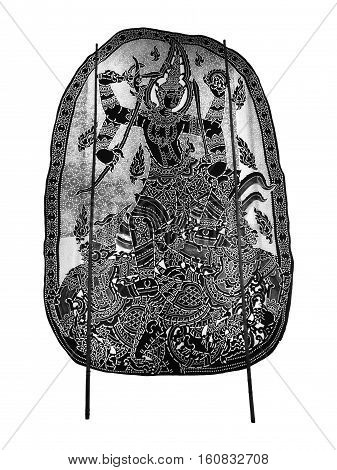 Closed up Thai ancient shadow play - Shadow puppet