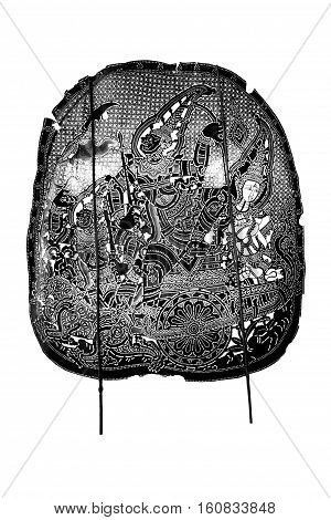 Closed up Thai ancient shadow play - Shadow puppet