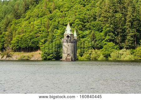 Lake Vyrnwy Reservoir And Straining Tower.