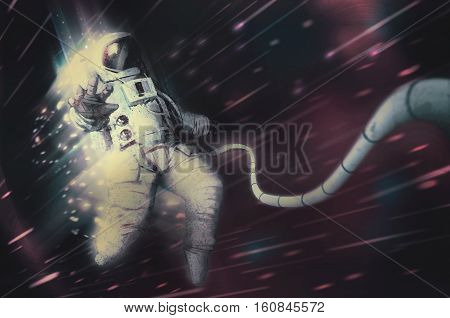 Astronaut being sucked into blackhole while being torn apart by gravity