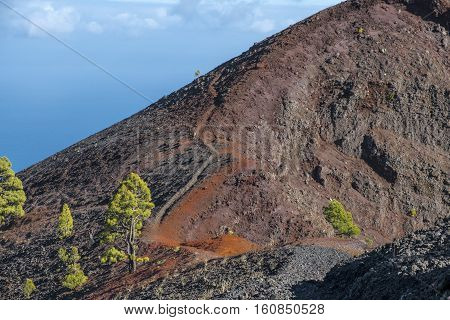 Shot of the famous hiking path "Ruta de los vulcanos" taken in the south of la Palma nearby Los Canarios.