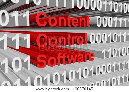 Content control software in the form of binary code, 3D illustration