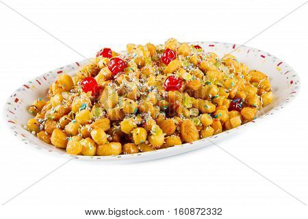 a traditional Italian Christmas stuffoli honey balls